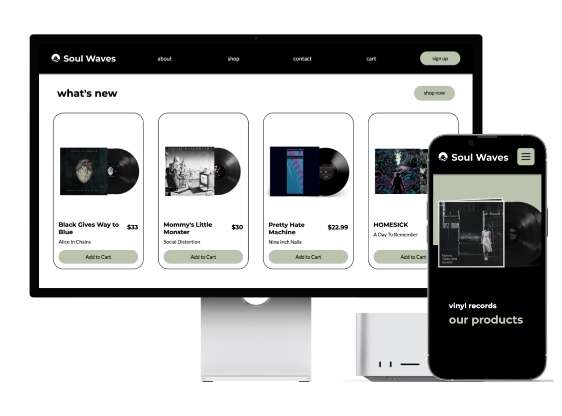 Soul Waves product page mockup
