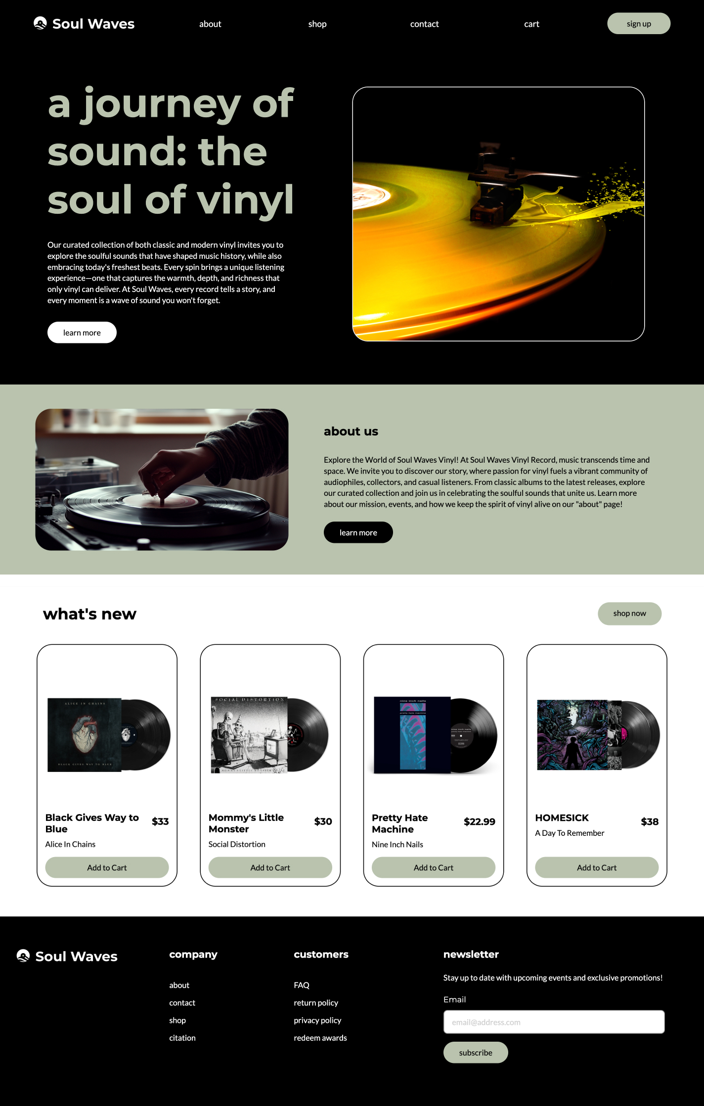 Soul Waves homepage mockup