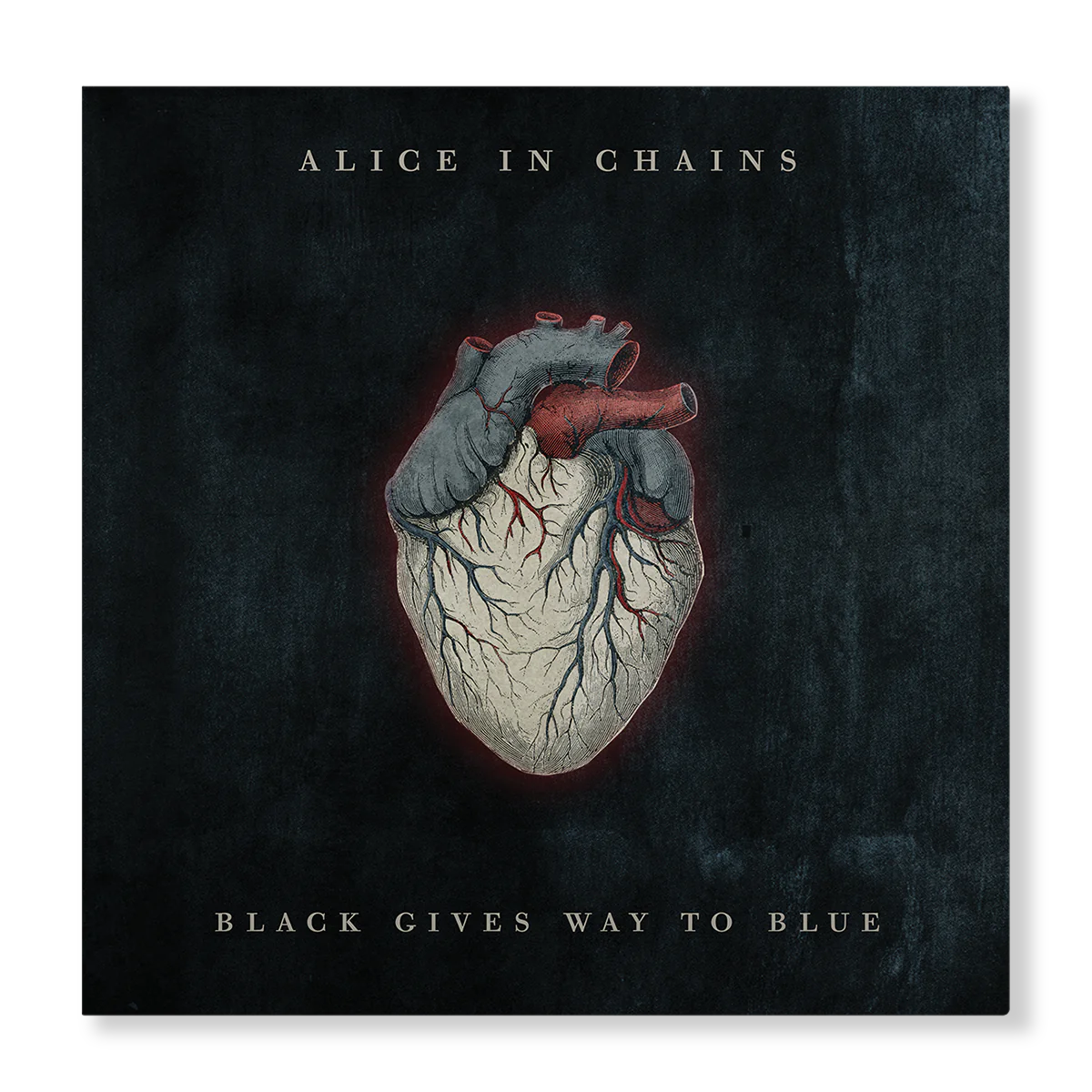 The front cover of Alice in Chains' Black Gives Way to Blue 15th Anniversary vinyl