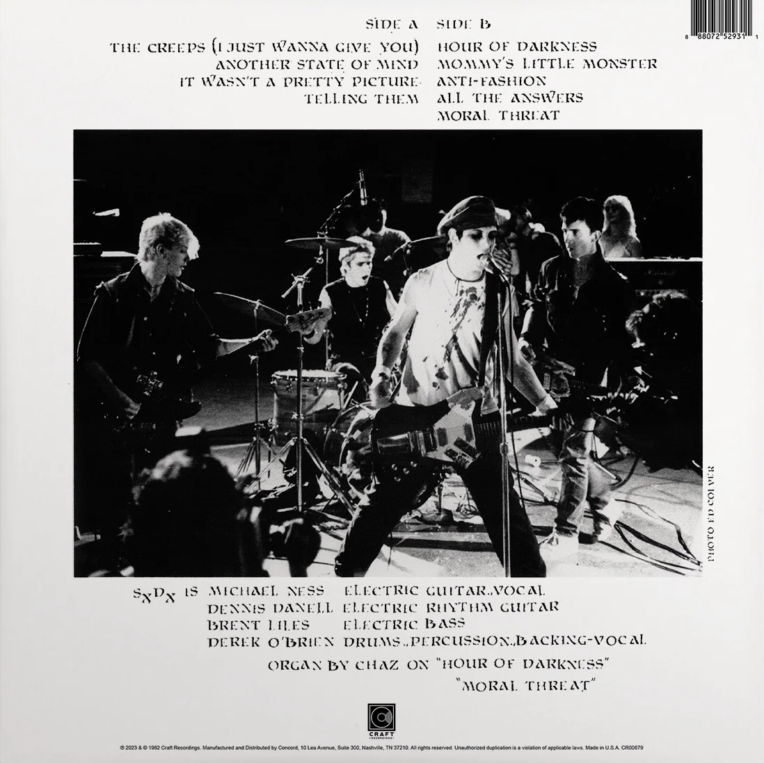 The back cover of Social Distortion's Mommy's Little Monster vinyl