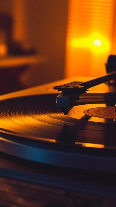 Hero image of a yellow disk of a vinyl record